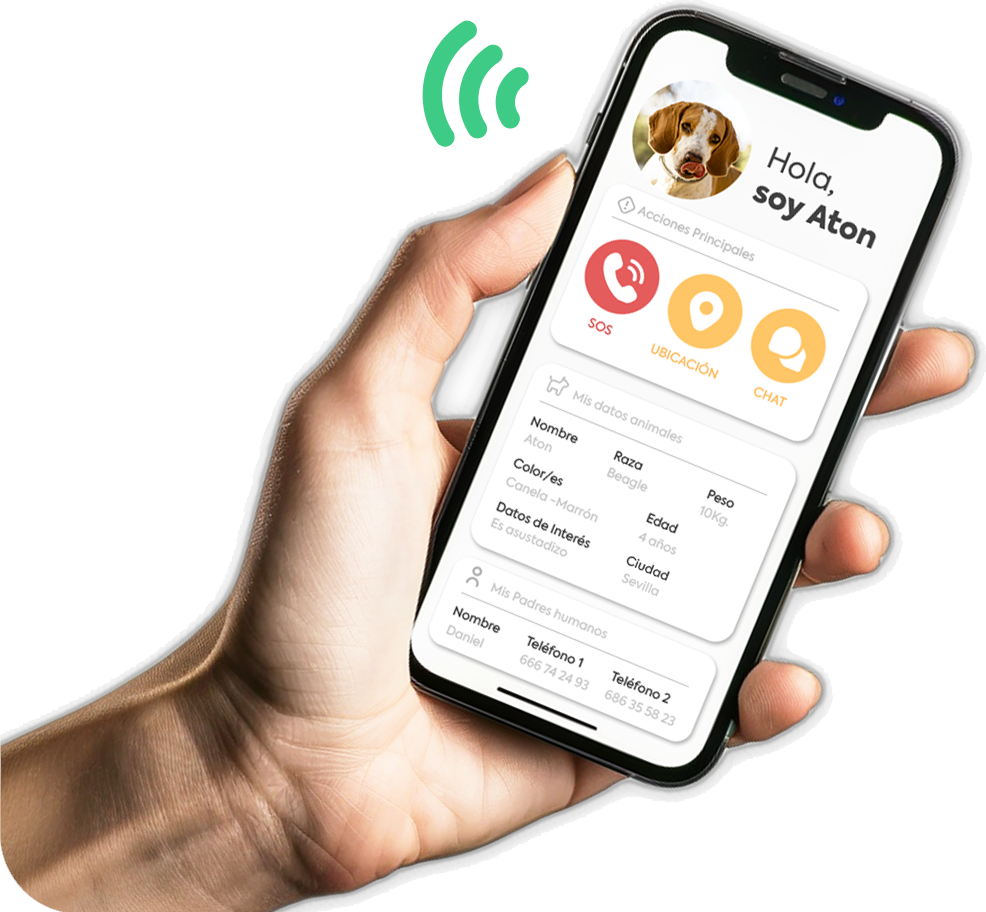 Teléfono con la app de Taggi